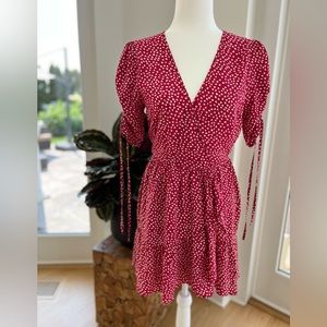 Auguste The Label - red mini wrap dress with white detail. Soft Cotton Size 4